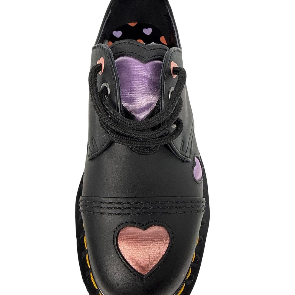 Dr Martens 1461 Quad Heart Platform Oxford Black Leather Pink Womens 8 30604001 - Picture 9 of 16